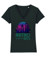 80' Retro City Tricou mânecă scurtă guler V Damă Evoker