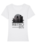 80' Retro City Tricou mânecă scurtă guler larg fitted Damă Expresser