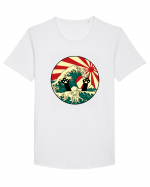 Great Wave Cat Tricou mânecă scurtă guler larg Bărbat Skater