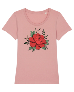 Rose Tricou mânecă scurtă guler larg fitted Damă Expresser