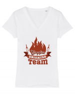 Campfire Drinking Team Tricou mânecă scurtă guler V Damă Evoker