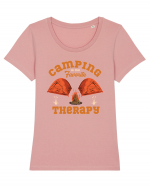 Camping is My Favorite Therapy Tricou mânecă scurtă guler larg fitted Damă Expresser