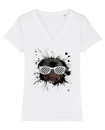 Mops Tricou mânecă scurtă guler V Damă Evoker