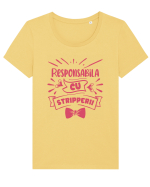 Responsabila cu stripperii Tricou mânecă scurtă guler larg fitted Damă Expresser