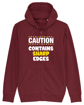 Caution - contains sharp edges Burgundy