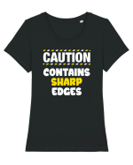 Caution - contains sharp edges Tricou mânecă scurtă guler larg fitted Damă Expresser