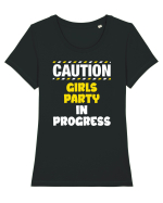 Caution - girls party in progress Tricou mânecă scurtă guler larg fitted Damă Expresser