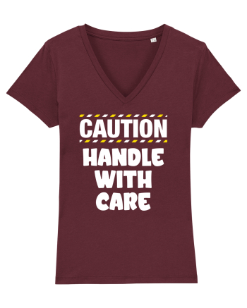 Caution - handle with care Burgundy