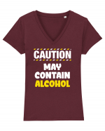 Caution - may contain alcohol Tricou mânecă scurtă guler V Damă Evoker
