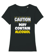 Caution - may contain alcohol Tricou mânecă scurtă guler larg fitted Damă Expresser