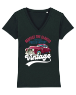 Vintage Classic Car Tricou mânecă scurtă guler V Damă Evoker