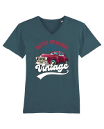 Vintage Classic Car Tricou mânecă scurtă guler V Bărbat Presenter