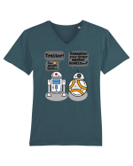 Funny R2D2 And BB8 Tricou mânecă scurtă guler V Bărbat Presenter
