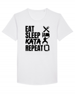 Eat Sleep Kata Repeat  Tricou mânecă scurtă guler larg Bărbat Skater