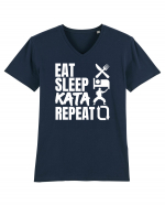 Eat Sleep Kata Repeat  Tricou mânecă scurtă guler V Bărbat Presenter