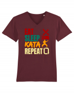 Eat Sleep Kata Repeat  Tricou mânecă scurtă guler V Bărbat Presenter