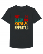 Eat Sleep Kata Repeat  Tricou mânecă scurtă guler larg Bărbat Skater