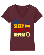 Eat Sleep Kata Repeat  Tricou mânecă scurtă guler V Damă Evoker