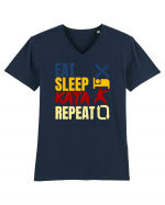 Eat Sleep Kata Repeat  Tricou mânecă scurtă guler V Bărbat Presenter