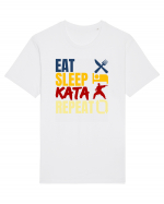 Eat Sleep Kata Repeat  Tricou mânecă scurtă Unisex Rocker