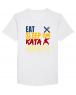 Eat Sleep Kata Repeat  Tricou mânecă scurtă guler larg Bărbat Skater