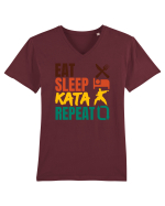 Eat Sleep Kata Repeat  Tricou mânecă scurtă guler V Bărbat Presenter