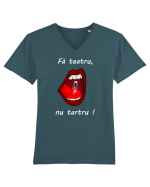 Fă teatru, nu tartru! Tricou mânecă scurtă guler V Bărbat Presenter