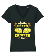 Happy Camper Van Tricou mânecă scurtă guler V Damă Evoker