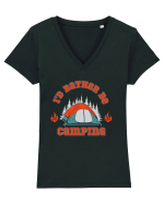 I'd Rather be Camping Tricou mânecă scurtă guler V Damă Evoker