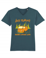 Less Talking More Living Life Tricou mânecă scurtă guler V Bărbat Presenter