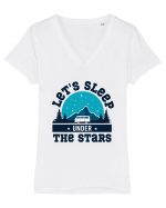 Let's Sleep Under the Stars Tricou mânecă scurtă guler V Damă Evoker