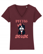 Pittie Mom Tricou mânecă scurtă guler V Damă Evoker