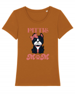 Pittie Mom Tricou mânecă scurtă guler larg fitted Damă Expresser