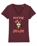 Pittie Mom Tricou mânecă scurtă guler V Damă Evoker