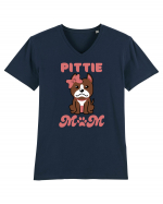 Pittie Mom Tricou mânecă scurtă guler V Bărbat Presenter