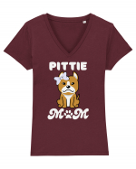 Pittie Mom Tricou mânecă scurtă guler V Damă Evoker