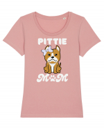 Pittie Mom Tricou mânecă scurtă guler larg fitted Damă Expresser