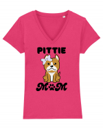 Pittie Mom Tricou mânecă scurtă guler V Damă Evoker