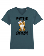 Pittie Mom Tricou mânecă scurtă guler V Bărbat Presenter