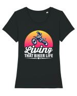 living that biker life Tricou mânecă scurtă guler larg fitted Damă Expresser