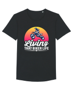 living that biker life Tricou mânecă scurtă guler larg Bărbat Skater
