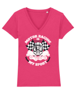 Motor Racing Is My Sport Tricou mânecă scurtă guler V Damă Evoker