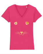 Love cat Tricou mânecă scurtă guler V Damă Evoker