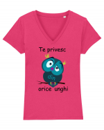 Te privesc din orice unghi Tricou mânecă scurtă guler V Damă Evoker