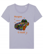 Mergem la o plimbare cu G-audi? Tricou mânecă scurtă guler larg fitted Damă Expresser