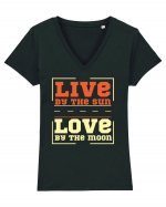 Live by the Sun Love by the Moon Tricou mânecă scurtă guler V Damă Evoker