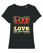 Live by the Sun Love by the Moon Tricou mânecă scurtă guler larg fitted Damă Expresser