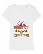 Wake Up Smell the Campfire Tricou mânecă scurtă guler V Damă Evoker