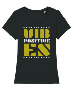 Positive Vibes Tricou mânecă scurtă guler larg fitted Damă Expresser