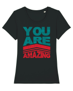 You are Amazing Tricou mânecă scurtă guler larg fitted Damă Expresser
